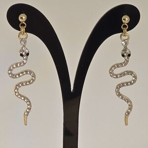 Snake Earrings - gold-tone